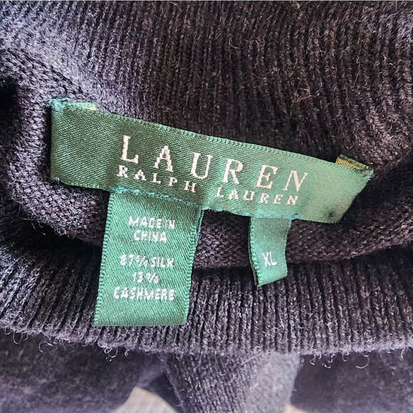 Ralph Lauren Silk Cashmere Black Turtleneck Sweater with Cozy Cowl Neck - Picture 10 of 10